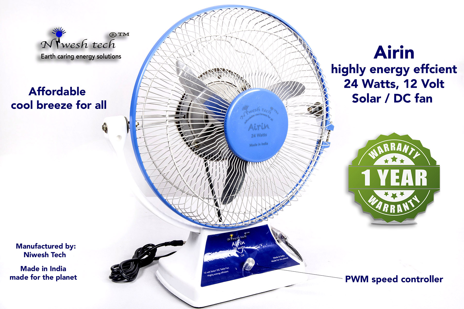  24 Watts Solar DC Table Fan product image